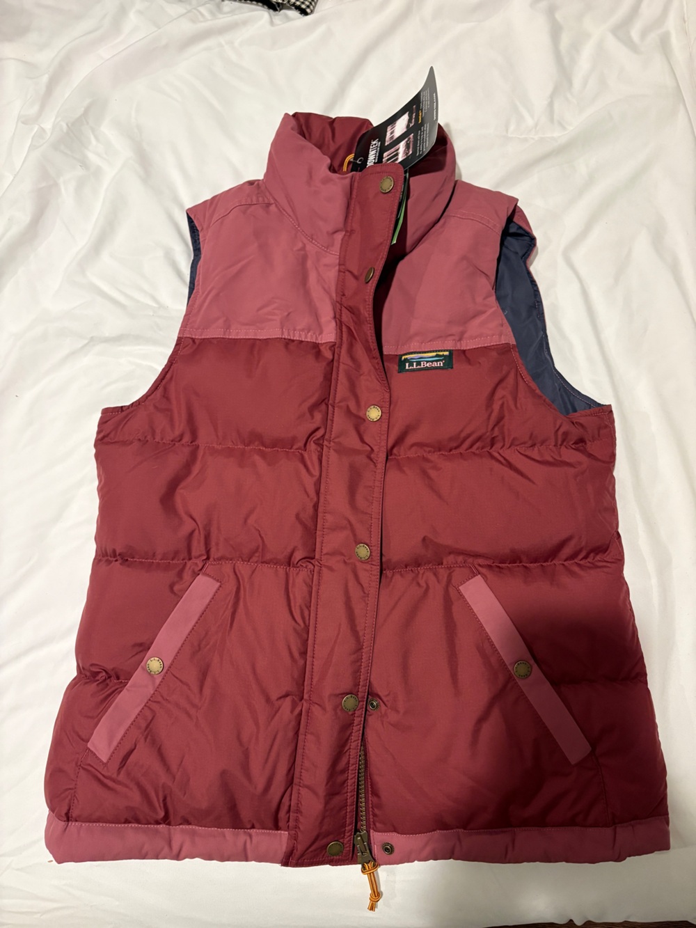 NWT LL Bean Puffer Vest in Deep Rose